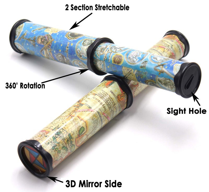 FIVOENDAR Magic Kaleidoscope, 4 Pack for Teens 3D Mirror Lens Kaleidoscope Party Favors Stretchable Long Classic Kaleidoscope Toy Educational Science Developmental Toy (Two Colors) - Image 3